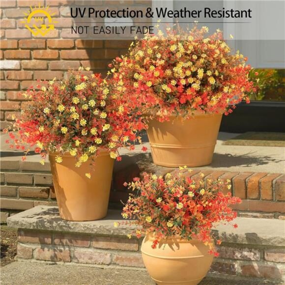 Fall Artificial Flowers for Outdoors 12 Bundles Faux Mums Outdoor - Picture 4 of 7